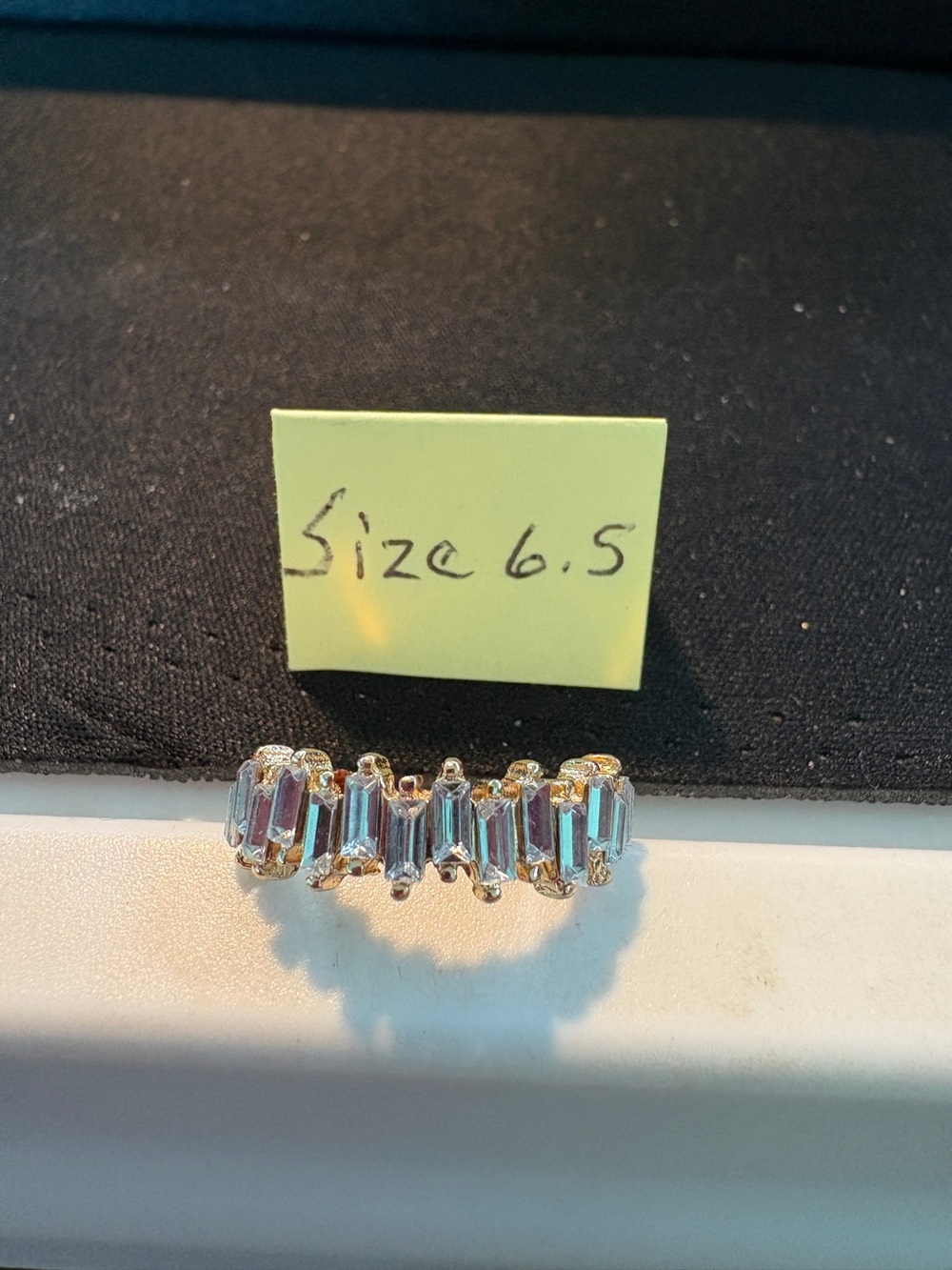 Gold-Plated Clear Crystal Band Ring - Size 6.5